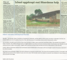 Article in Woerdensche Courant, community in the Netherlands that donated to the project, March 11, 2015