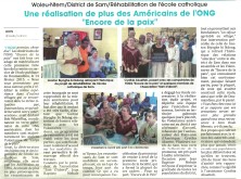 March 14 article in L'Union on Libreville ceremony before work started on Sam school